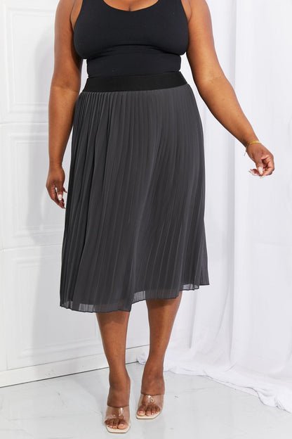 Zenana Full Size Romantic At Heart Pleated Chiffon Midi Skirt - BoldlyCurvy