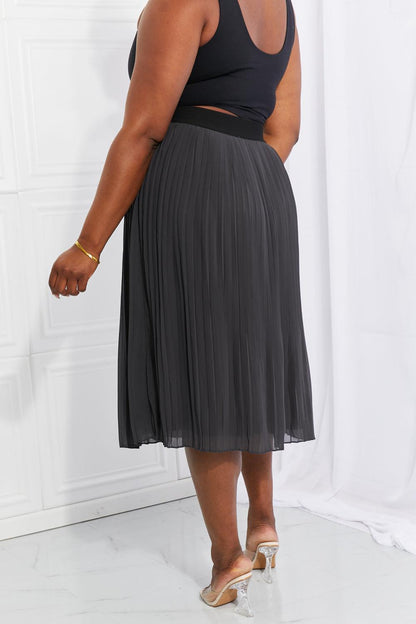 Zenana Full Size Romantic At Heart Pleated Chiffon Midi Skirt - BoldlyCurvy