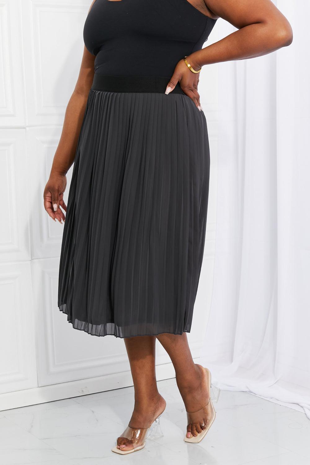 Zenana Full Size Romantic At Heart Pleated Chiffon Midi Skirt - BoldlyCurvy